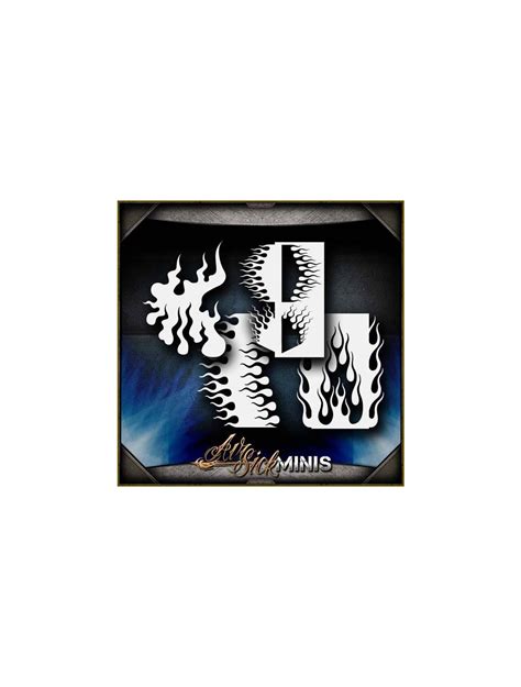 Mini Flames 3 Set Airbrush Stencil Template - For Painting Motorcycles