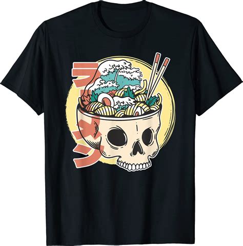 Ramen Wave Skull Bowl Japanese Noodles Udon Ramen Tee Shirt