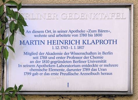 Gedenktafeln In Berlin Martin Heinrich Klaproth