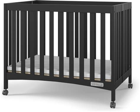 London Mini Compact Folding Portable Crib with 2” Crib Mattress 2 Easy ...