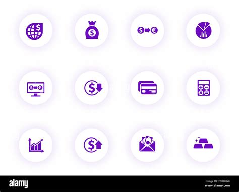 Money And Finance Purple Color Vector Icons Stock Vector Image Art