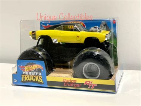 HOT WHEELS MONSTER Trucks Yellow Dodge Charger R T Brand New GIANT WHEELS PicClick UK