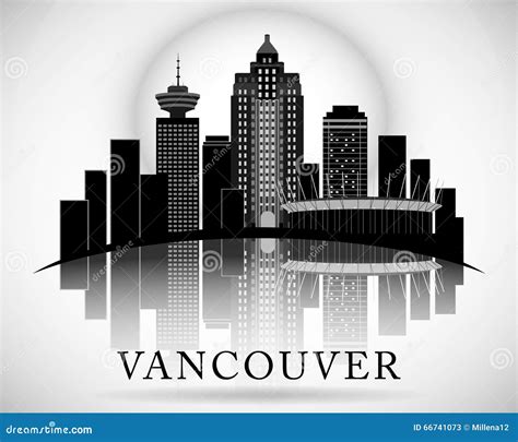Vector Vancouver Silhouette Skyline With Canadian Cartoon Vector