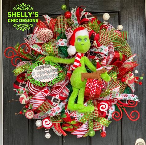 Grinch Wreath Christmas Deco Mesh Wreath Christmas Grinch Etsy Deco