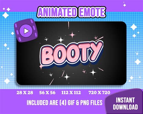 Animated Booty Text Emote Static And Animated Twitch Emote Etsy