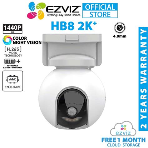 Ezviz HB8 2K 4MP 1440P Rechargeable Battery Powered Pan Tilt Wi Fi