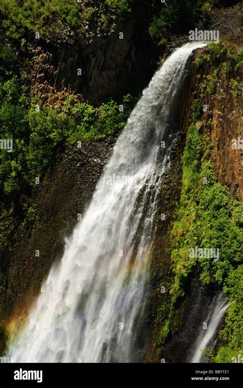 Manawaiopuna Falls Waterfall Otherwise Known As Jurassic Falls On The Island Of Kauai In Hawaii