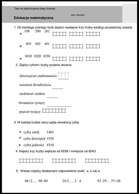 Test Edukacja matematyczna klasa 3 Radziejów Kup teraz na Allegro