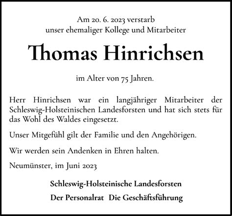 Thomas Hinrichsen Gedenken Flensburger Tageblatt