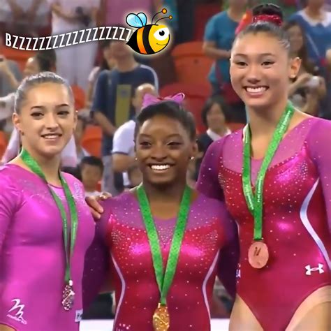 Simone Biles And Kyla Ross Medal Then Get Buzzed By A Bee