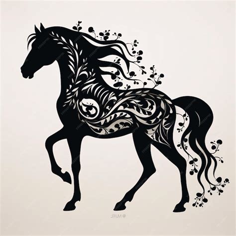 Premium Vector | Black silhouette tattoo of a horse on white background ...