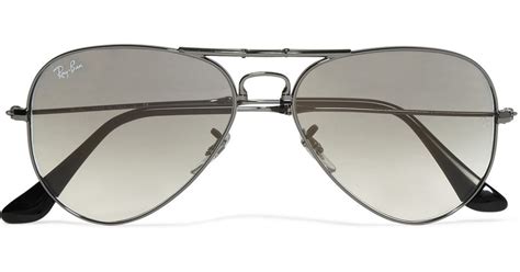 Ray Ban Folding Aviator Sunglasses In Silver Metallic For Men Lyst