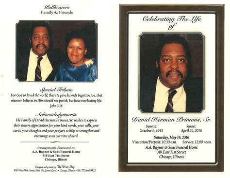 David Herman Primous Sr Obituary Aa Rayner And Sons Funeral Homes