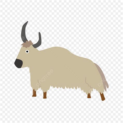 Yaks Vector Design Images, Hand Drawn Cartoon Grey Yak Cattle Calf Yak, Horned Cow, Cartoon Yak ...