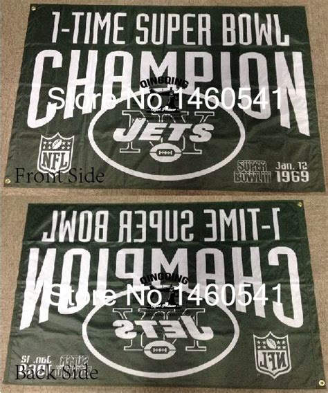 New York Jets 1 Time Super Bowl Champion Flag 3ft X 5ft Polyester Nfl