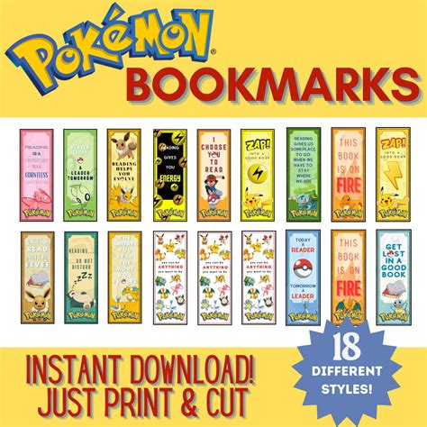 Pokemon Bookmark Printable