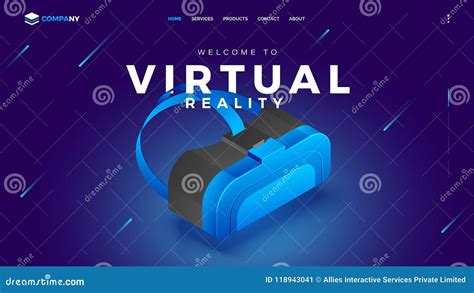 3d View Of Vr Box Illustration Hero Banner For Virtual Reality Stock