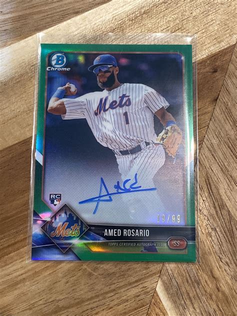 2018 Bowman Chrome Amed Rosario RC Rookie Green Refractor Auto 99