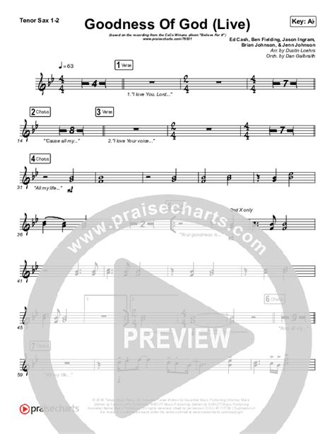 Goodness Of God Live Tenor Sax Sheet Music Pdf Cece Winans Praisecharts