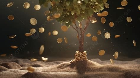 Visualizing Prosperity A 3d Model Of A Money Tree With Coins Cascading