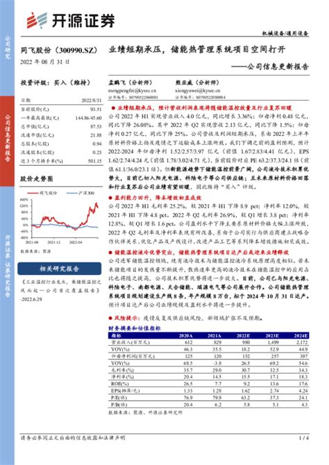 业绩短期承压，储能热管理系统项目空间打开