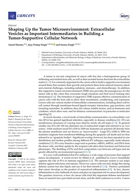 Pdf Shaping Up The Tumor Microenvironment Extracellular Vesicles As