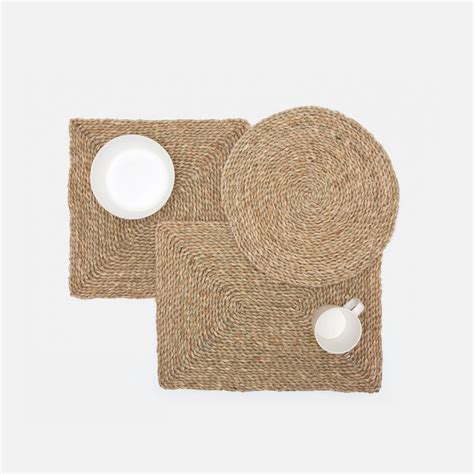 Set Of 4 Square Aged Seagrass Placemat Maison Maison Design