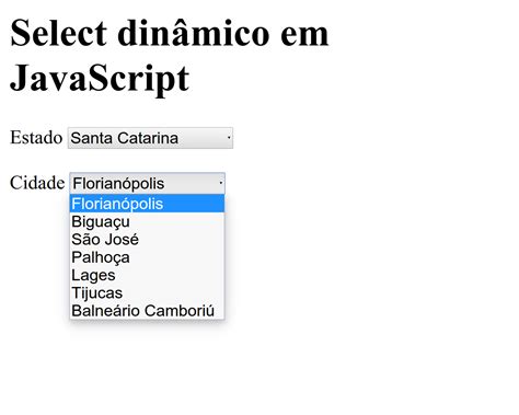 Combobox Din Mica Javascript Usando Arrays Academy Programming