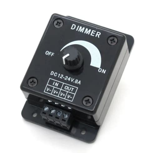 Black LED Dimmer DC 12V 24V 8A Adjustable Brightness Controller Switch