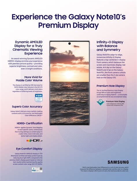 Infographic Experience The Galaxy Note10s Premium Display Samsung