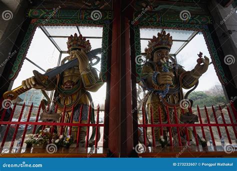 Bongeunsa Temple , Buddhist Temple and Big Buddha Statue during Winter Morning at Gangnam ...