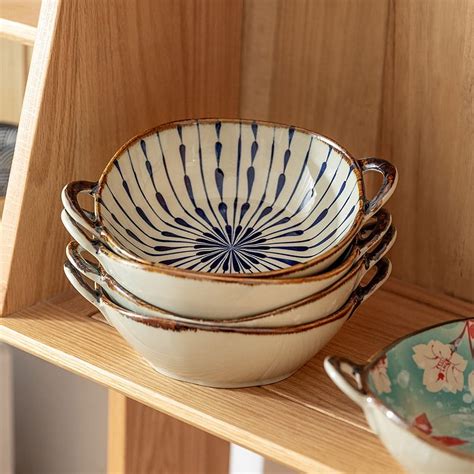 7 5 Inch Salad Bowls 24 Oz Ceramic Serving Bowls With Handle Japanese