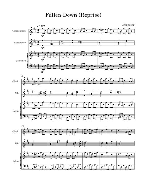 Fallen Down Reprise Toby Fox Sheet Music For Vibraphone