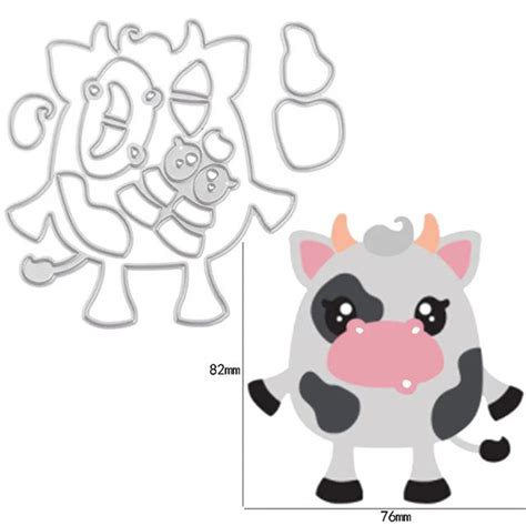 Cute Cow Dairy Cattle Metal Cutting Dies Stencil Diy Scrapbooking Photo