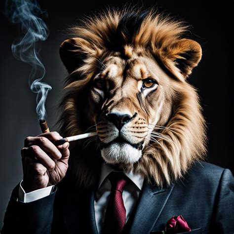 Lion In A Suit Smoking A Cigar Ai Generated Artwork Nightcafe Creator