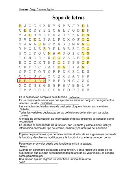 Funciones Sopa De Letras Nombre