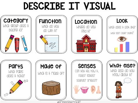 Visual Support For Describing Freebie Speech Therapy Activities