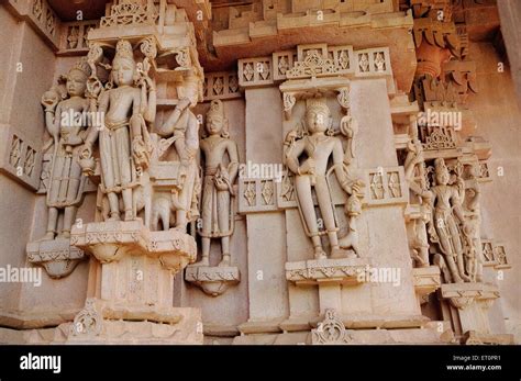 Idols Carved In Wall Stone In Deval Mandore Jodhpur Rajasthan