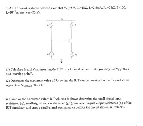 Solved 3 A BJT Circuit Is Shown Below Given That Voc 5V R1 1kQ