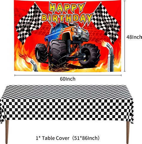 PCS Monster Trucks Birthday Banner Monster Trucks Backdrop Monster