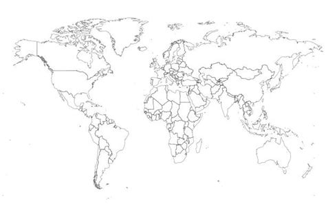 世界地図 白地図 イラスト素材 - iStock