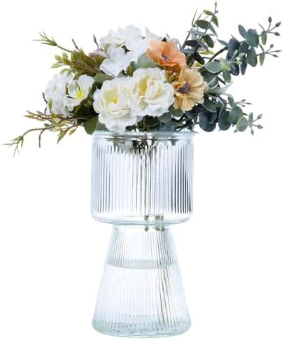 Amazon Fixwal Ribbed Clear Glass Vase Aesthetics Flower Vases