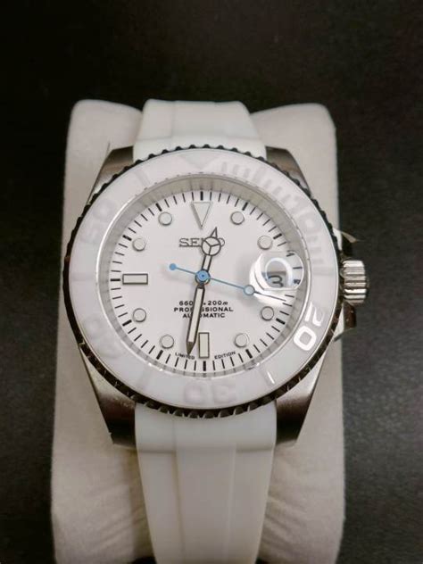 Nh Automatic Movement White Yachtmaster With White Rubber Strap