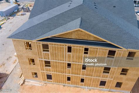 Wood Building Frame Structure On A New Development Stock Photo ...