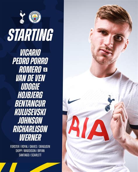 [Tottenham Hotspur] starting XI vs Man City: Vicario, Pedro Porro ...