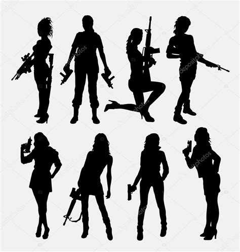 Girl Holding Gun Silhouette