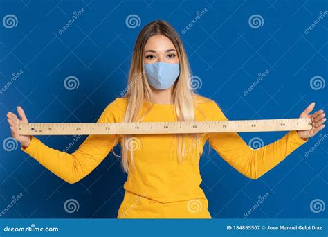 Blonde Girl Wearing A Face Mask Stock Image Image Of Mask Allergy