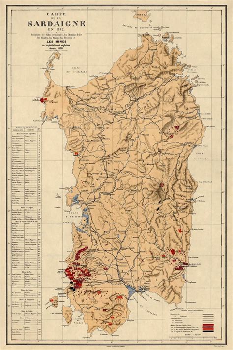 Sardinia map, old map of Sardinia (Italy), fine reproduction on paper or canvas