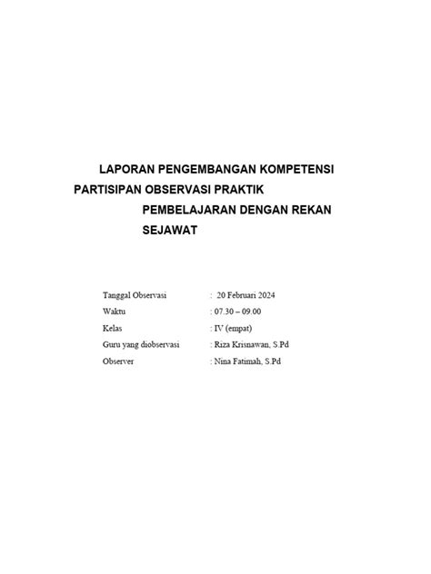 Laporan Observasi Dengan Rekan Sejawat Pdf