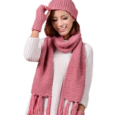 Knitted Winter Hats for Women's Hat Scarf Glove Set 3 Piece Sets ...